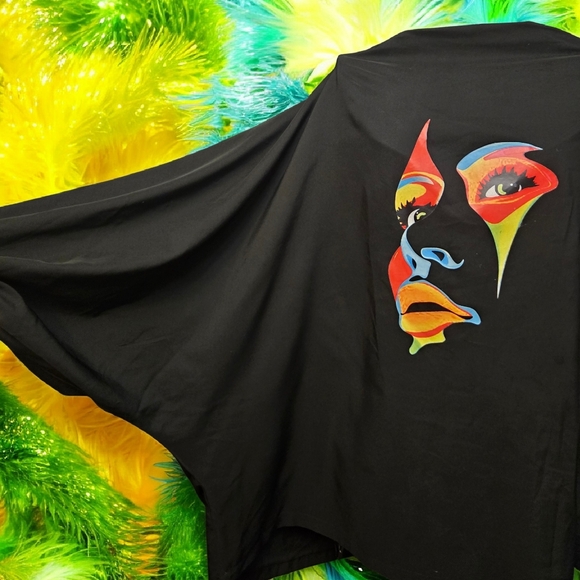 Graphic Black Tunic with Colorful Face Design Size 2x - Picture 3 of 5